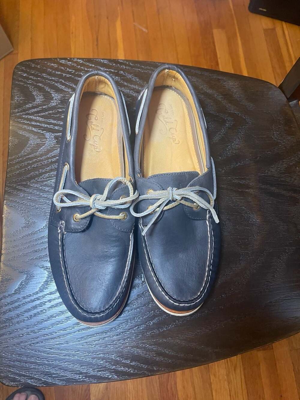 Sperry Gold Cup Authentic Original 2-Eye Boat Shoe Size 12 M Navy Leather
